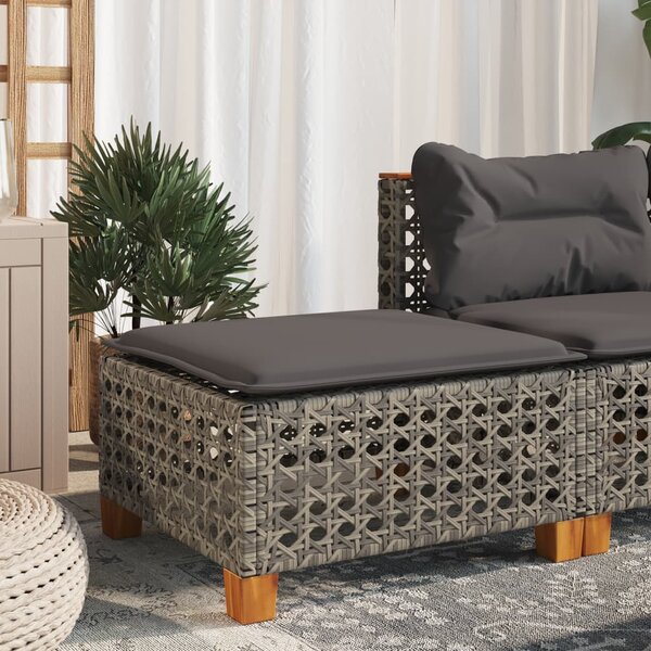 Szürke polyrattan kerti ülőke párnával 63,5 x 56 x 32 cm