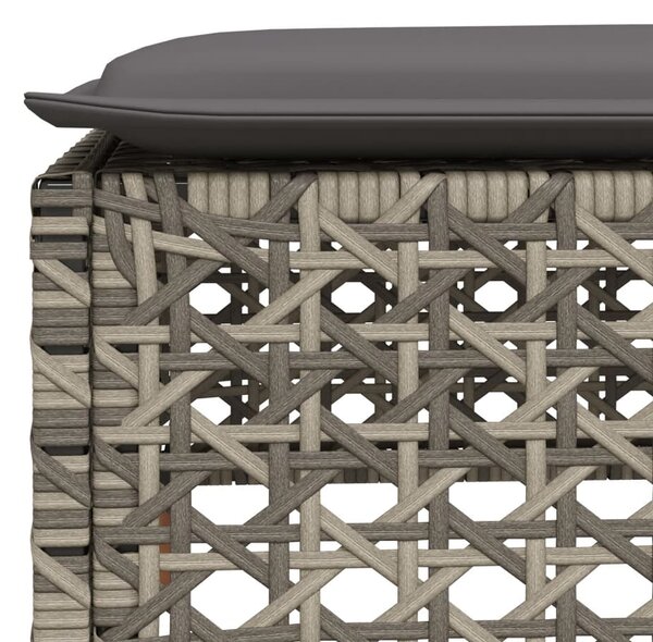 Szürke polyrattan kerti ülőke párnával 63,5 x 56 x 32 cm