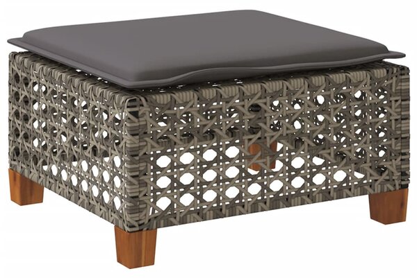 Szürke polyrattan kerti ülőke párnával 63,5 x 56 x 32 cm