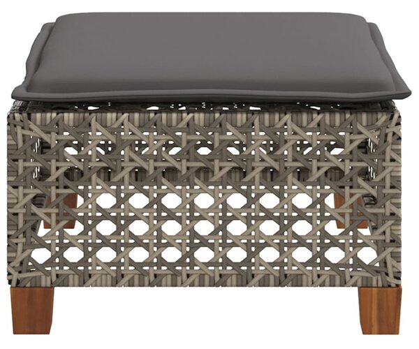 Szürke polyrattan kerti ülőke párnával 63,5 x 56 x 32 cm