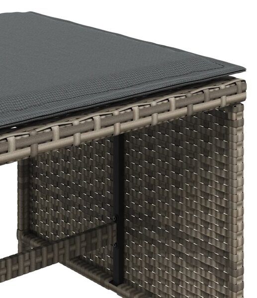 4 db szürke polyrattan kerti szék párnával 40 x 40 x 35 cm