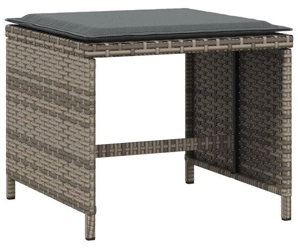 4 db szürke polyrattan kerti szék párnával 40 x 40 x 35 cm