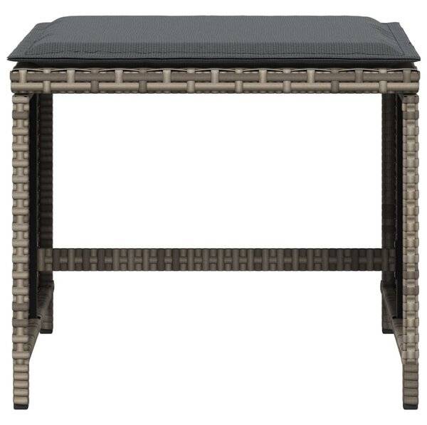 4 db szürke polyrattan kerti szék párnával 40 x 40 x 35 cm