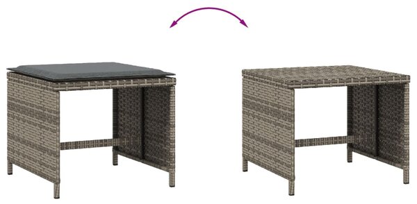 4 db szürke polyrattan kerti szék párnával 40 x 40 x 35 cm