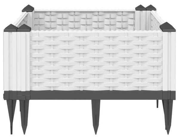 Fehér polipropilén kerti virágláda cövekekkel 42,5x42,5x28,5 cm