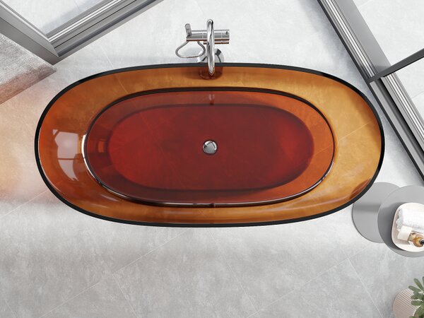 Mexen Pure earth szabadon álló áttetsző kád 170 x 80 cm, krómozott leeresztő - 58071708005