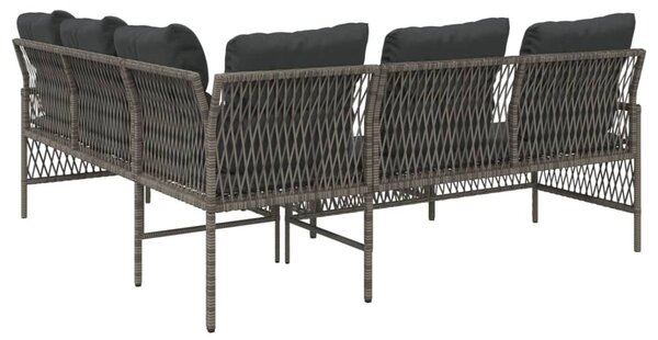 2 részes szürke polyrattan kerti kanapészett párnákkal