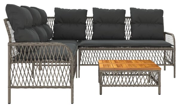 2 részes szürke polyrattan kerti kanapészett párnákkal