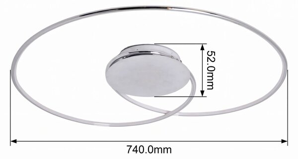 Lindby LED mennyezeti lámpa Joline, Ø 74 cm, króm színű, fém, Króm / ezüst, Nappali / Étkező, fém, Modern