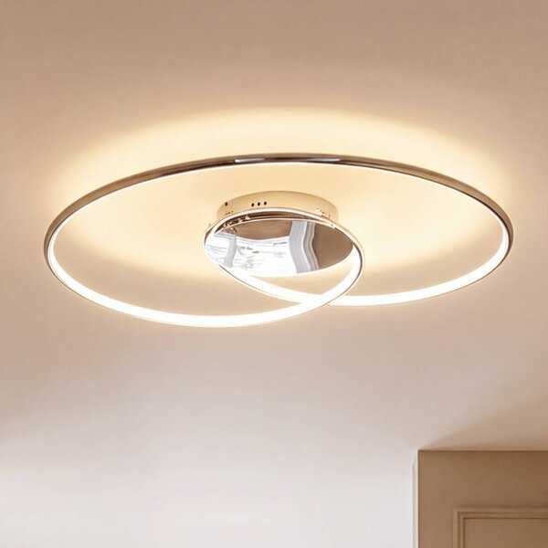 Lindby LED mennyezeti lámpa Joline, Ø 74 cm, króm színű, fém, Króm / ezüst, Nappali / Étkező, fém, Modern