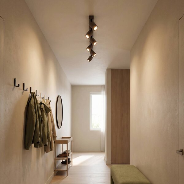 TK Lighting Mennyezeti spot Top, állítható, barna, hatlángú lineáris, dimmelhető, Barna / rozsda, Nappali / Étkező, fém, Modern