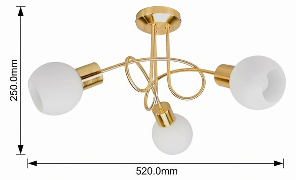 Lindby mennyezeti lámpa Elaina, Ø52cm, 3-as lámpa, sárgaréz, üveg, E14, dimmelhető, Sárgaréz / arany, Nappali / Étkező, fém, Modern