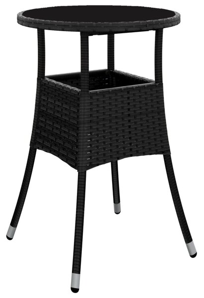 3 részes fekete polyrattan/üveg kerti étkezőgarnitúra párnákkal