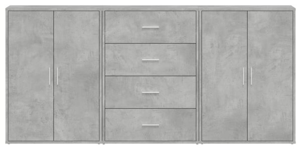 3 db betonszürke szerelt fa tálalószekrény 60 x 31 x 84 cm