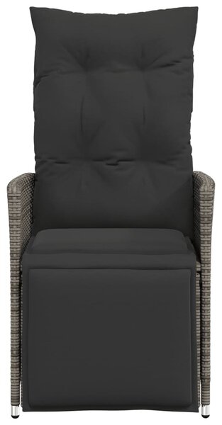 Szürke polyrattan dönthető kerti szék párnákkal