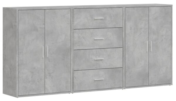 3 db betonszürke szerelt fa tálalószekrény 60 x 31 x 84 cm
