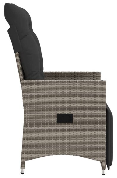 Szürke polyrattan dönthető kerti szék párnákkal