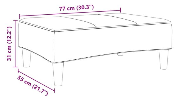 Sötétszüke bársony lábzsámoly 77x55x31 cm