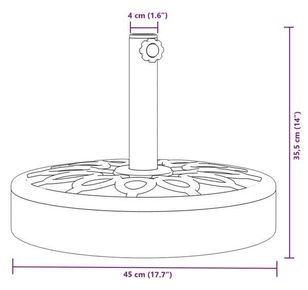 Kerek napernyőtalp rúdhoz Ø38 / 48 mm 25 kg