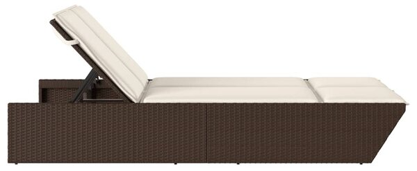VidaXL barna polyrattan dupla napozóágy párnával