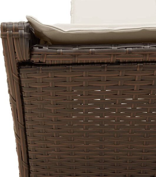 VidaXL barna polyrattan dupla napozóágy párnával