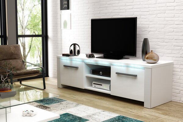TV asztal/szekrény Marilee (matt fehér + fényes fehér). 1000621