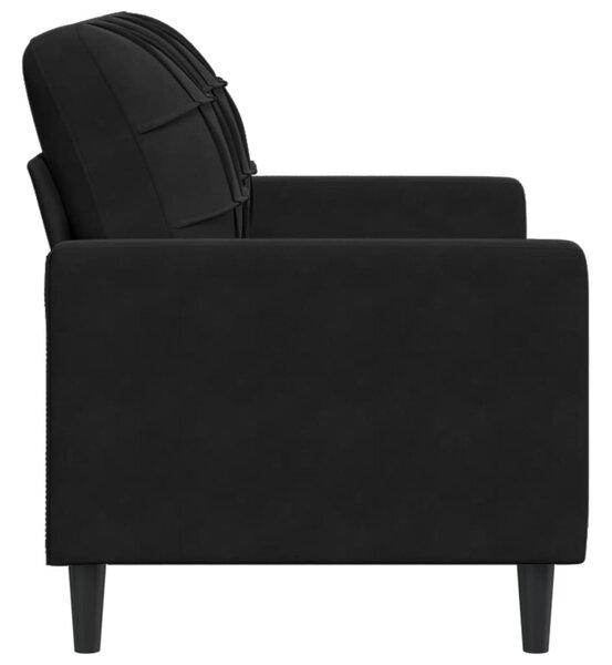 Kétszemélyes fekete bársony kanapé 120 cm