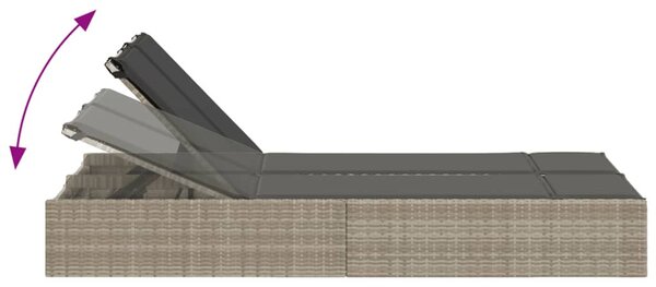 VidaXL világosszürke polyrattan dupla napozóágy párnával