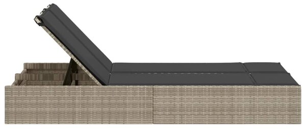 VidaXL világosszürke polyrattan dupla napozóágy párnával