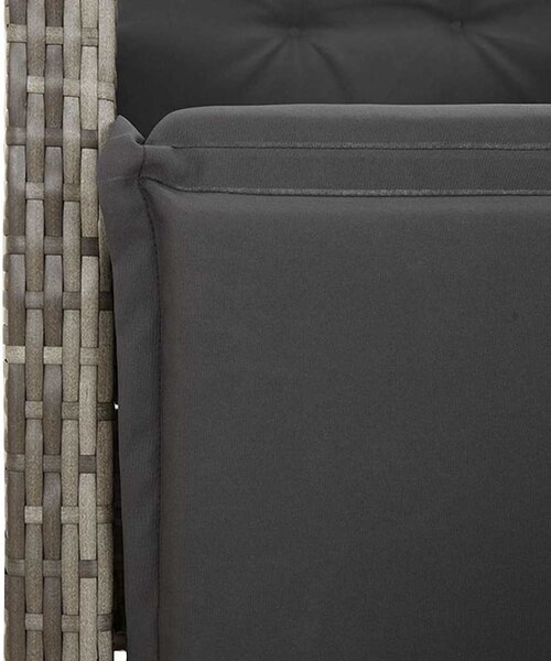9 részes szürke polyrattan kerti bisztrógarnitúra párnákkal
