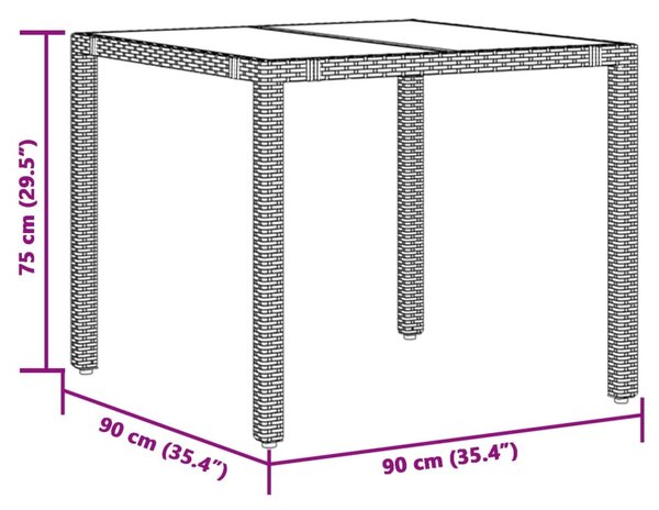 5 részes barna polyrattan kerti bisztrógarnitúra párnákkal