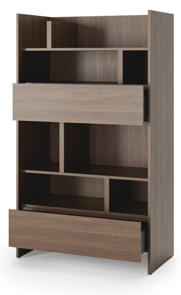 Könyvespolc Concept Lenart X, Fiókokkal, Nyitott, Laminált forgácslap, 158x92x46cm, Sötét tölgy