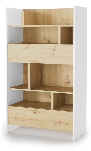 Könyvespolc Concept Lenart X, Nyitott, Fiókokkal, Laminált forgácslap, 158x92x46cm, Artisan tölgy, Fehér
