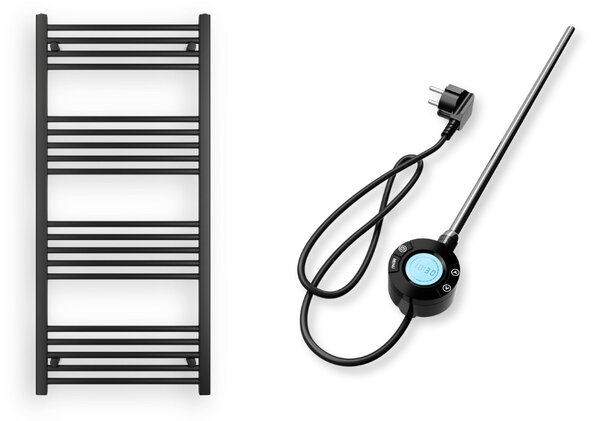 Törölközőszárító radiátor elektromos fűtőpatronnal 60 x 130 cm - Nero Italia S-400W (fekete)