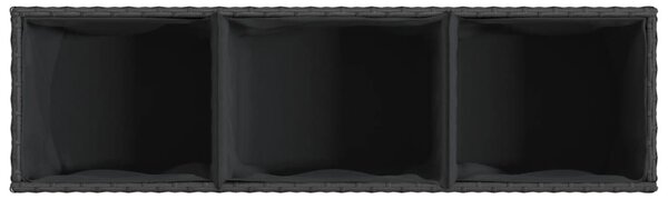 Fekete polyrattan kerti ültetőláda 3 cseréppel 105x30x32 cm
