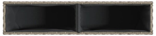 Szürke polyrattan kerti ültetőláda 2 cseréppel 90x20x40 cm