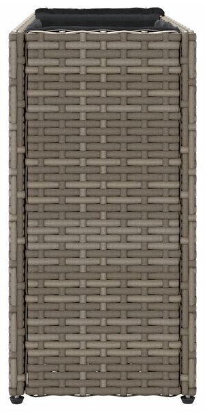 Szürke polyrattan kerti ültetőláda 2 cseréppel 90x20x40 cm