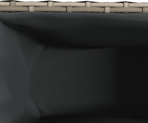 Szürke polyrattan kerti ültetőláda 2 cseréppel 90x20x40 cm
