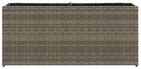 Szürke polyrattan kerti ültetőláda 2 cseréppel 90x20x40 cm