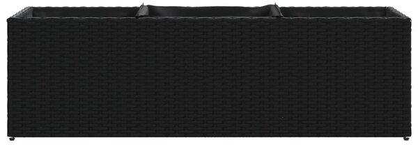 Fekete polyrattan kerti ültetőláda 3 cseréppel 105x30x32 cm