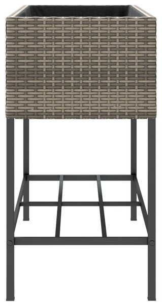Szürke polyrattan kerti ültetőláda polccal