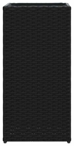 Fekete polyrattan kerti ültetőláda 30x30x60 cm