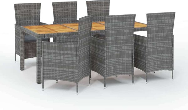 Polyrattan Kültéri Étkezőgarnitúra - 7 részes - Szürke