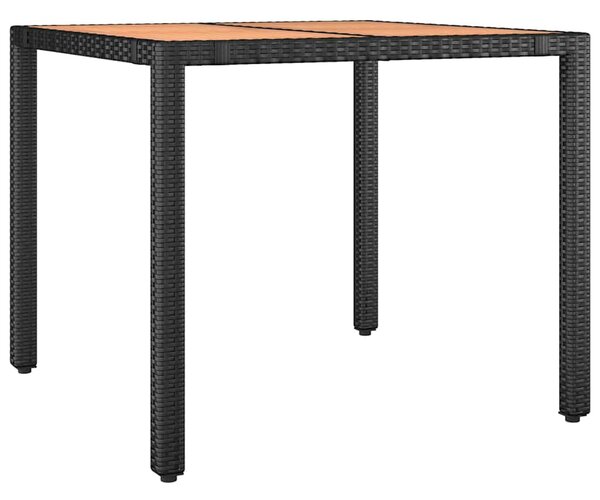 3 részes fekete polyrattan kerti bisztrógarnitúra párnákkal