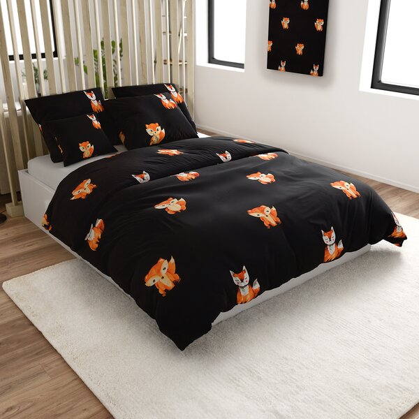 FOXES fekete mikroszálas ágyneműhuzat Ágyneműhuzat mérete: 2 db 70 x 80 cm | 160 x 200 cm