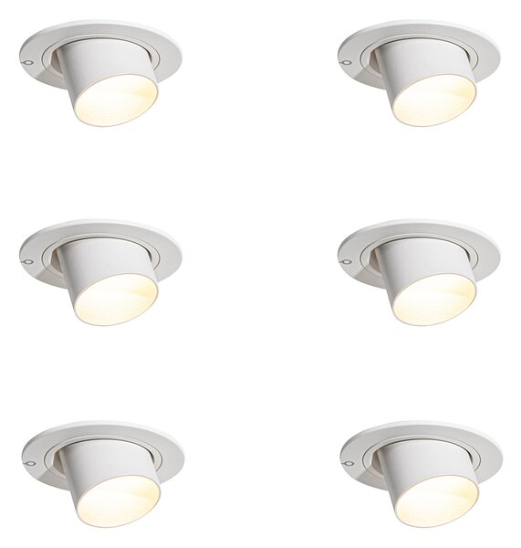 6 darabos süllyesztett spotlámpa szett fehér GU10 35mm kerek dönthető - Installa
