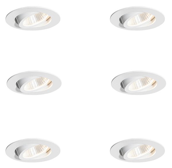 6 darabos süllyesztett spotlámpa készlet fehér 6,8 cm LED-del 545 lm szabályozható IP65 - Gaius