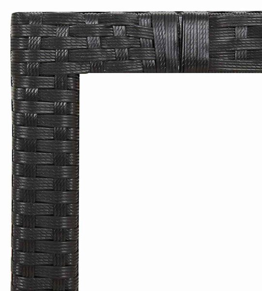 9 részes fekete polyrattan kerti bisztrógarnitúra párnákkal