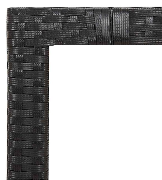 3 részes fekete polyrattan kerti bisztrógarnitúra párnákkal