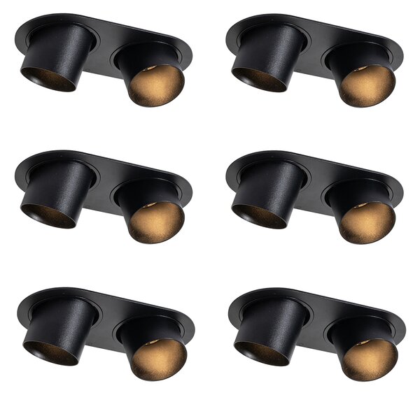 6 darabos fekete süllyesztett spotlámpa készlet GU10 50mm 2-fényes - Installa